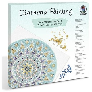 URSUS Erwachsenen Bastelsets Diamond Painting Diamanten Mandala, hellblau/taupe/weiß (Set 5)