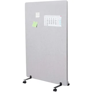 Akustik-Trennwand HWC-G77, Büro-Sichtschutz Raumteiler Pinnwand, doppelwandig rollbar Stoff/Textil - 127x80cm grau