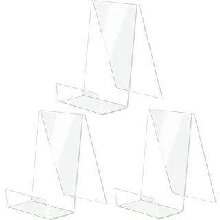Aieraczy Buchständer, 3 Stück Buchaufsteller, Buchhalter, Durchsichtige Acryl Bücherständer, Buch ständer, Buchstütze Prospektständer für Büchern Fotos Bilderalben Bilderbücher