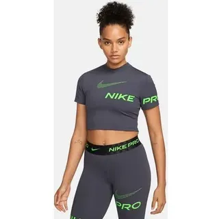 NIKE Damen Shirt W NP DF GRX SS CROP TOP, Größe M in Schwarz GRIDIRON/GREEN STRIKE