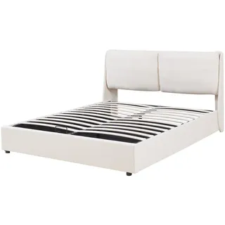 [en.casa] Polsterbett, Beige, Kunststoff, Rechteckig, 160x200 cm, Schlafzimmer, Betten, Polsterbetten
