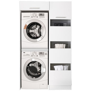 Respekta Waschmaschinenschrank und Wäscheschrank - weiß - Holz