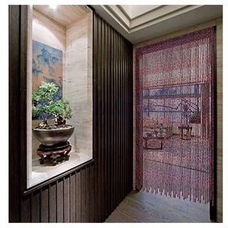 LIJINBO Perlenvorhang Türvorhang,Abnehmbarer Holz-Perlenvorhang, Dekorative Türstring-Perlen-Bildschirm, Verschlüsselung Trennwand for Türen/Schränke Eingang (Color : Red, Size : 65x188cm)