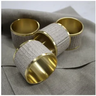 Signature Home Collection Serviettenring Serviettenringe 4-er Set Messing goldfarbig beige grün, Messing, (Set, 4-tlg., 4 Serviettenringe), dezentes Muster, gold farbenes Messing beige|braun