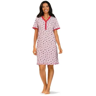 comtessa Nachthemd Comtessa Damen Nachtemd Kurzarm Rot Herzen (1-tlg) Nachthemd mit Streifen und Herzen rot 50