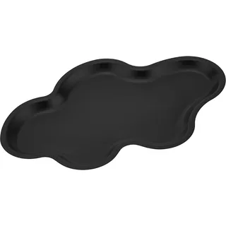 Deko Tablett Edelstahl, Serviertablett Metall Oval 23 x 9,5 cm, Schmuck Tablett Klein, Ablageschale Keramik Schwarz für Desserts, Kosmetik, Schmuck, Kerzen, Schlüssel (Wolken)