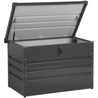 Metall-Gartentruhe 300 l graphitgrau Kissenbox Auflagenbox für die Terrasse wasserdicht Aufbewahrungsbox Gartenbox Cebrosa