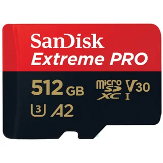 SanDisk Extreme Pro microSDXC UHS-I U3 V30 A2 512 GB+ SD-Adapter 