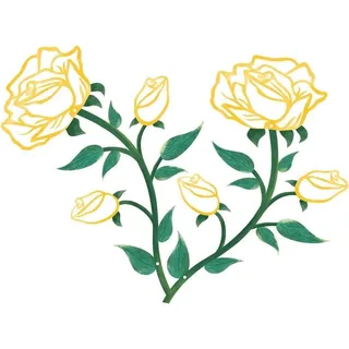 luxuskollektion Metall-Wanddekoration Rose 38 cm Gelb Grün