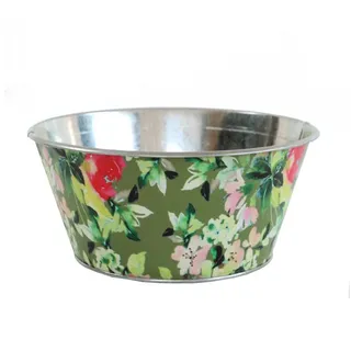 colourliving Pflanzkübel Metall Pflanztopf Valentino Green 20/9 - Dekorativer Blumentopf, mit floralem Design für Innenbereich bunt