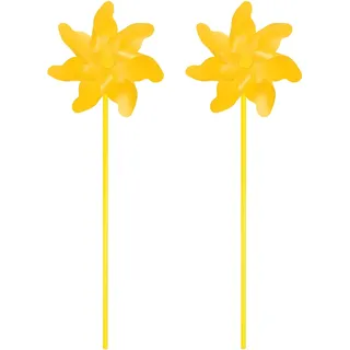 M METERXITY 2er-Pack Regenbogen-Windräder 19.7 Zoll Plastik-Windspinner Outdoor Blumen-Windmühlen Für Party-Dekorationen/Garten/Hof Spielzeug-Windspinner [Gelb]