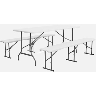 sweeek - Klappbares Partytisch-Set aus Kunststoff 180 cm - Weiß