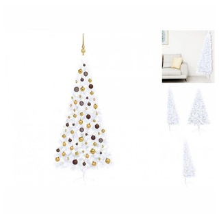 vidaXL Künstlicher Weihnachtsbaum Künstlicher Halber Weihnachtsbaum mit LEDs Kugeln Weiß 240cm weiß