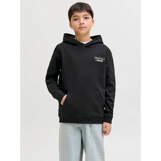 Jack & Jones Junior Kapuzensweatshirt JORNORREBRO TYPO BACK SWEAT HOOD SN JNR Baumwollmischung, relaxed fit, Langarm schwarz 164 (14J)