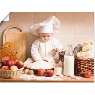 Wandbild ARTLAND "Küche Junge Kind Backen", braun (farbe bild(er): braun), B:60cm H:45cm, Bilder, als Alubild, Leinwandbild, Poster in verschied. Größen