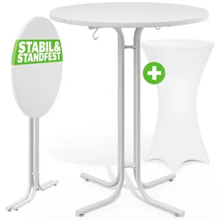 CASARIA Stehtisch Klappbar mit Husse Ø80cm