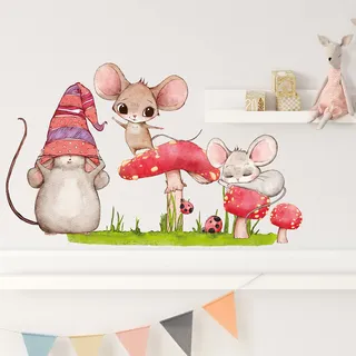 Wandtattoo Maus Hut Spiel Mäuse Baby Verschiedene für Kinderzimmer | 21 x 29.7 cm, Maus Hut Spiel; selbstklebende Vinylfolie für Tapete, Raufaser, Möbel, Glas und Türen