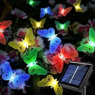Cuzile 20pcs Solar Powered Butterfly Lichter wasserdichte Gartenschnur Weihnachten, Baum, Haus, Urlaub, Zaun, Hof, Hochzeit, Patio Party Dekoration Li