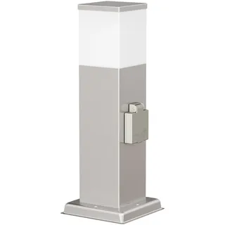 ledscom.de Wegelicht / Pollerleuchte POLLY für außen, IP44, 35 cm, edelstahl, 1x G9 max. 10W, Steckdose