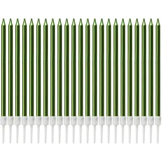 LUTER Metallische Kerze, lange Kerze, grün, Geburtstagskerzen mit Ständer, Kuchenkerzen für die Dekoration von Partys, Hochzeiten, Geburtstagen (24 Stück)