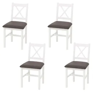 Mendler Esszimmerstuhl HWC-F77 Stoff grau/weiß 4er Set