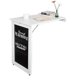 SoBuy Klapptisch FWT20, Wandklapptisch mit Drop-Leaf, Platzsparender Klapptisch, Wandtisch mit Tafel Esstisch Küchentisch Memoboard weiß