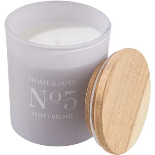 BUTLERS Duftkerze im Glas mit Holzdeckel -Velvet Dreams No. 3 Home & Soul- Natürliche Sojawachs-Kerze 35 Std. Brenndauer | Aromakerzen & Aromatherapie-Duft für den Winter