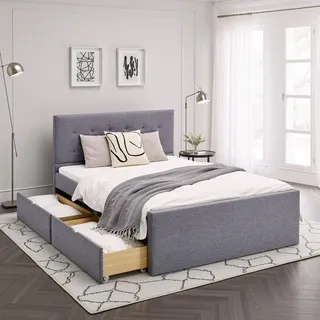 Homestyle4u Polsterbett 120 x 200 cm Grau