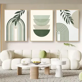 Uixxducc 3er Bohemian Poster Set Aesthetic Grüne Pflanze Bilder Set Moderne Wandbilder Wanddeko, Wohnzimmer Schlafzimmer Boho Deko, ohne Rahmen (D,40x50cm)
