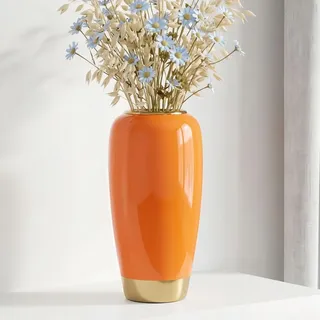 Große Keramikvase, orange, 30 cm hoch, rustikale dekorative Vasen, Terrakotta-Vasen, minimalistische Heimdekoration für Wohnzimmer, Eingangstisch, Küche, Schlafzimmer, Hochzeit, Einweihungsgeschenk