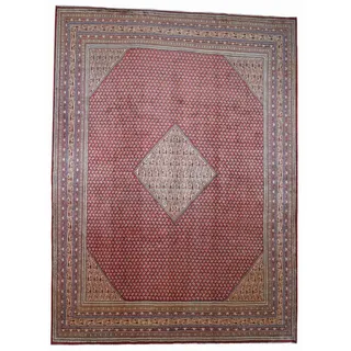 Borento Orientteppich Perserteppich Sarough 384 x 284 cm, rechteckig, Handgeknüpft rot