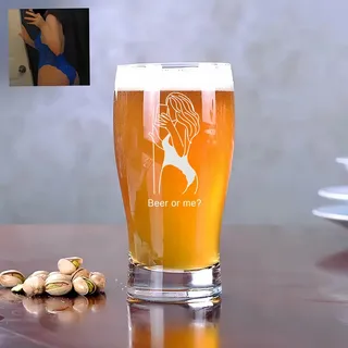 Drawelry Personalisiert Foto Biergläser mit Bild Name Text Drucken Bierglas Glasbecher 570ml Bier Trink Gläser Vatertag Geburtstag Geschenke für Männer Papa Großvater Ehemann Freunde (B3)