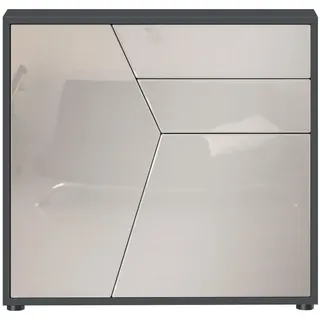 Vladon Benny 79 x 74 x 36 cm Schwarz matt/Sandgrau Hochglanz