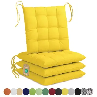 Lavea Stuhlkissen Lavea® Sitzkissen & Stuhlkissen 40x40 cm – 4er/8er Set, 40x40x3 cm, mit Stoffbändern, Indoor & Outdoor, für Garten & Balkon gelb