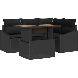 vidaXL Garten-Esszimmer-Set 5-tlg. schwarz