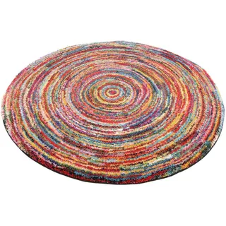 OCI DIE TEPPICHMARKE Hochflor-Teppich Sixteen Round, rund, Höhe: 25 mm, Langflor, Shaggy, modernes Design, Wohnzimmer, Kinderzimmer bunt Ø 160 cm x 25 mm