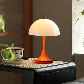 Orange LED Tischlampe Kabellos Pilz Lampe Akku Tischleuchte mit Touch Dimmbare 3000K-6000K Nachttischlampe USB Aufladbar Schreibtisch Lampe Mushroom LED Tisch Lampe für Schlafzimmer Restaurant Bar