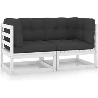 vidaXL Gartensofa 2-Sitzer Loungesofa weiß
