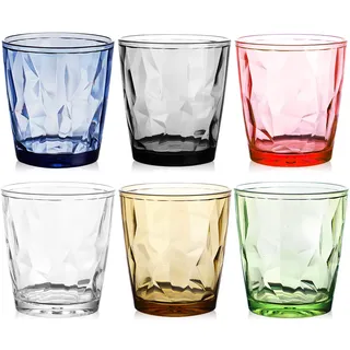 BYZESTY Wassergläser Aus Kunststoff, 6 Stück Kunststoffbecher Bunt, Stapelbar Wassergläser Set, Wiederverwendbar Plastikbecher Trinkbecher, Bunte Trinkgläser Set Für Daheim Party Büro Camping (300ml)