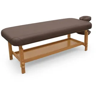 quirumed - Massageliege Holz | Höhenverstellbar | Abnehmbarer Kopf & Armlehne | Wasser- & Ölbeständig | Massageliege Klappbar, Braun, 210 x 78 cm, Holz, Kunstleder