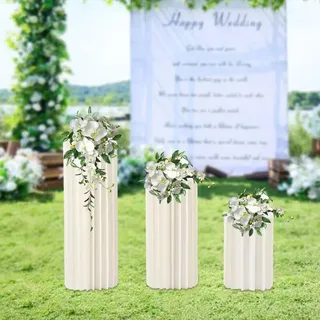 Senderpick - 3 Stück Blumenkasten aus Pappe + PVC-Platte 40cm 60cm 80cm 3 Stück Hochzeits-Tischmittelpunkt Pappvase mit Acrylscheiben, Standdisplay