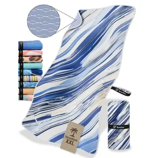 NirvanaShape Strandtuch Reise Handtuch Strandtuch XXL - Strandhandtuch, Mikrofaser Badetuch blau