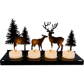LuxusKollektion Dekohänger Kerzenhalter Adventskranz Schwarz Metall Modern Amerikanisch Vintage