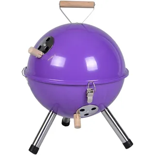 Mini Grill Kugelgrill Holzkohlegrill für Garten Terrasse Camping Festival Picknick BBQ Barbecue Ø 30 cm lila