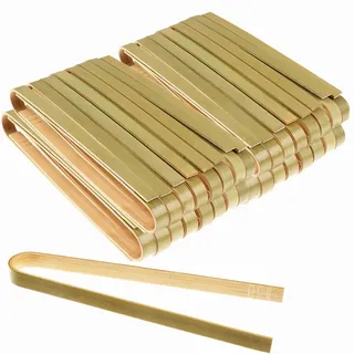 Bambuszange für Toaster,Toasterzange,10 cm,Mini-Holz-Kochzange,wiederverwendbare Bambus Toastzange,rutschfeste Bambus-Servierzange für Salat,Toast,Brot,Obst,Grillen,100 Stück