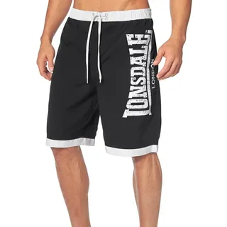 Lonsdale Herren Beachshorts normale Passform CLENNELL Badeshorts - Black / White - M