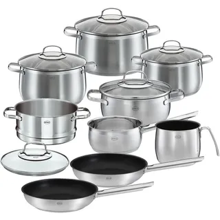 RÖSLE Topf-Set ELEGANCE Topfset,Edelstahl 18/10+Glasdeckel,induktionsgeeignet,Silber, Cromargan® Edelstahl Rostfrei 18/10 (Töpfeset, Induktionst... - Silber