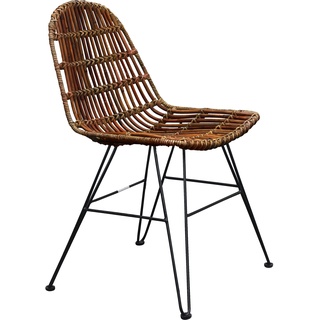 Rattanstuhl SIT Stühle Gr. B/H/T: 50 cm x 84,5 cm x 60 cm, Sitzschale Ratten-Natur + Metall, beige (natur, schwarz) Rattanstühle