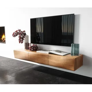 DELIFE Lowboard New, Live-Edge Akazie Natur 145 cm 3 Türen schwebend Lowboard beige 145 cm x 20 cm x 40 cm