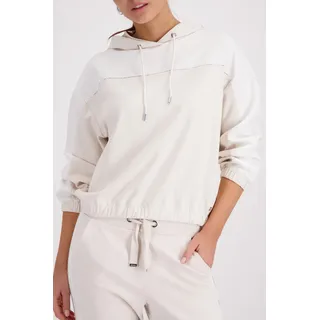 Kapuzensweatshirt MONARI "Sweatshirt Colorblock + Schmuck", Damen, Gr. 44, beige, Sweatware, Obermaterial: 55% Polyester, 38% Viskose, 7% Elasthan, unifarben, regular fit taillenbedeckt, Rundhals, eingesetzt elastischer Bund, Sweatshirts, Regular fit mit Kapuze